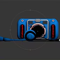 Blue Kidicom Kids Camera With Cartoon Design And Attached Headphones For Children