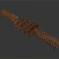 Rustic Solid Wood Benches Set Of Three With Simple Design And Natural Finish