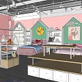 Shopping Mall Store with Pink Exterior Cookies Display and Decorative Shelves