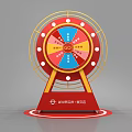 Red Gold Lucky Draw Wheel With Colorful Prize Sections And Lottery Base Stand