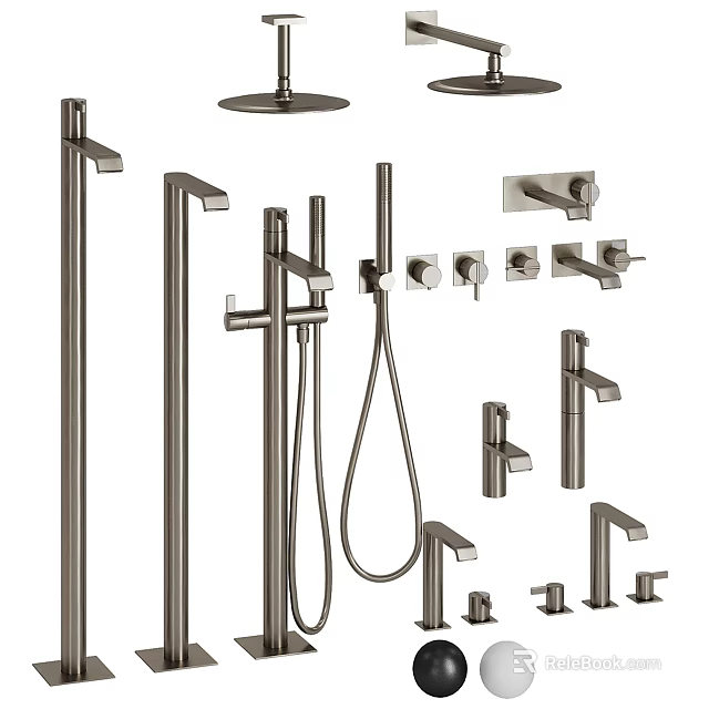 Complete Modern Shower System With Rainfall Head Handheld Sprayer And Faucet Handles 3d model 