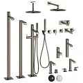 Complete Modern Shower System With Rainfall Head Handheld Sprayer And Faucet Handles