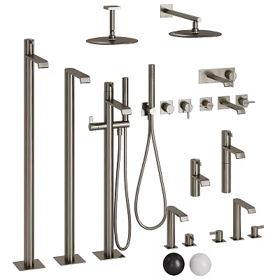 Complete Modern Shower System With Rainfall Head Handheld Sprayer And Faucet Handles 3d model