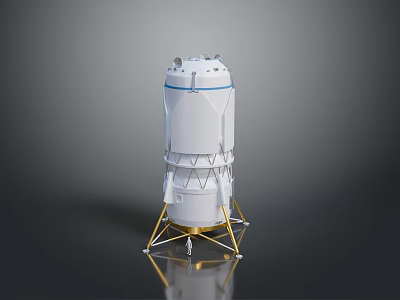 Advanced Lunar Lander Spacecraft With White Cylindrical Body And Gold Landing Legs 3d model