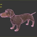 3D Model Dachshund Dog With Brown Orange Fur Standing On Dark Shiny Surface