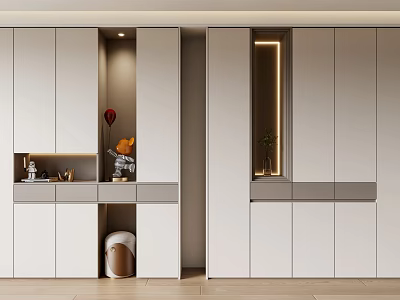 Modern White Shoe Cabinet With Built In Lighting And Sleek Minimalist Storage Design 3d model