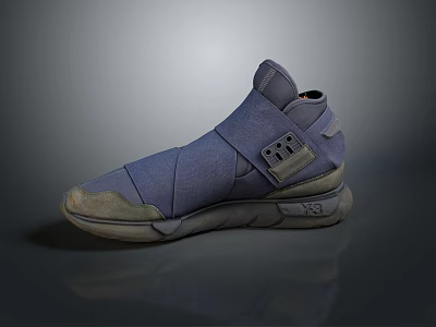 Comfortable High Top Casual Shoes With Fabric Material And Velcro Straps Design 3d model