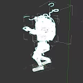 Robotic Game Movie Character In Dynamic Pose With Black White Design