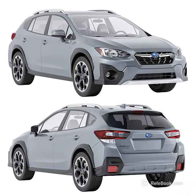 Subaru Grey Car Exterior Front And Rear View Design Features 3d model 