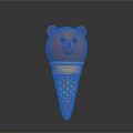 Orange Bear Head Shaped Ice Cream In Waffle Cone Isolated On Gray Background