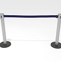 Stanchion Barrier With White Poles Blue Strap And Black Stable Bases