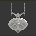Futuristic Starship Model Design Featuring Disc Shaped Hull And Red Accent Warp Engines