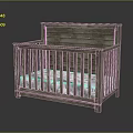 Natural Wooden Baby Crib With Paneled Headboard And Patterned Mattress Simple Design