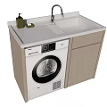 Modern Bathroom Vanity Cabinet with Sink Faucet Countertop and Washing Machine