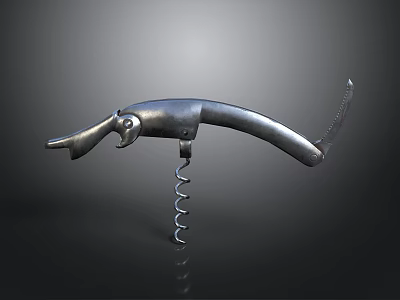 Vintage Duck Shaped Metal Corkscrew With Spiral Wine Opener Tool 3d model