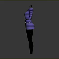 Stylish Purple Striped Dress With Belt Paired With Black Leggings And Decorative Details