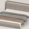 Double Bed Interior With Gray Headboard White Mattress Gray And Brown Bedspreads