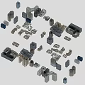 Modern Urban Building Complex With Skyscrapers Various Shapes And Architectural Design