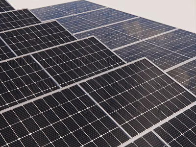 Solar Panels Array Installation On Rooftop With Black Frames And Grid Design 3d model