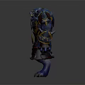 Blue Skinned Horned Beast Warrior Wearing Golden Accented Armor And Red Garments Fantasy