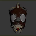 Vintage Brown Leather Gas Mask With Protective Lens And Filter Design