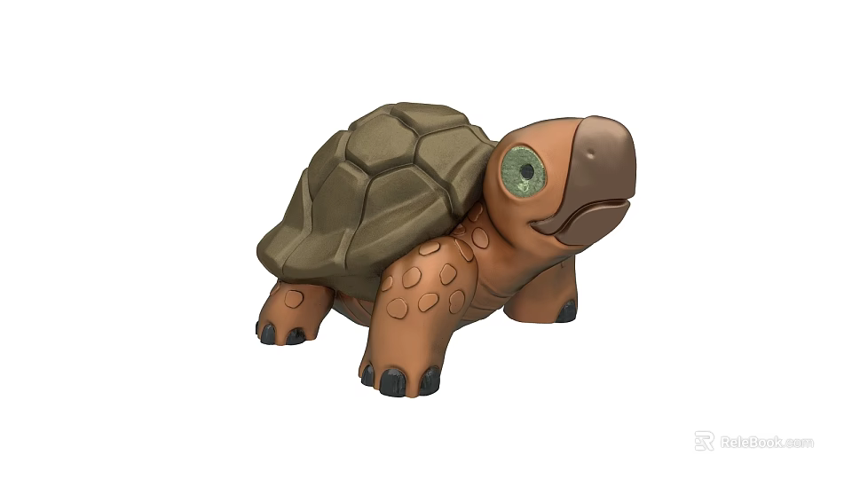Adorable Turtle Doll With Brown Shell Green Eyes And Spotted Body 3d model 