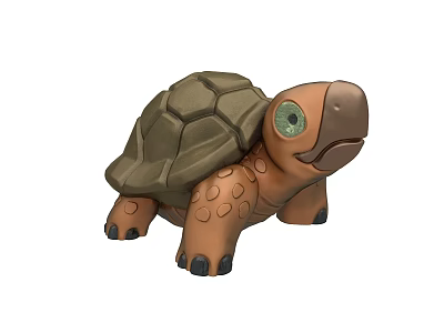 Adorable Turtle Doll With Brown Shell Green Eyes And Spotted Body 3d model