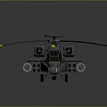Gray Military Helicopter Model With Yellow Rotor Tips And Black Windows