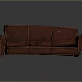 Red Leather Multi Seat Sofa with Distressed Design on Gray Background Interior 3d model