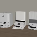 Smart Robotic Vacuum Cleaners with Charging Bases on Wooden Floor in Modern Room