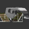 Modern Camper Van Exterior With Vertical Planters And Fresh Green Plants