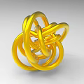 Golden Metal Intertwined Rings Decorative Ornament Decoration Set with Modern Design
