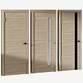 Modern Wooden Hinged Doors with Glass Panel and Stylish Handles for Interior Design