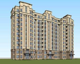 New classical high-rise residential 3d model