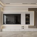 Modern White TV Wall Unit With Built in Storage Cabinets And LED Lighting