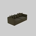Modern Beige Upholstered Two Seater Sofa With Multiple Soft Comfortable Cushions 3d model