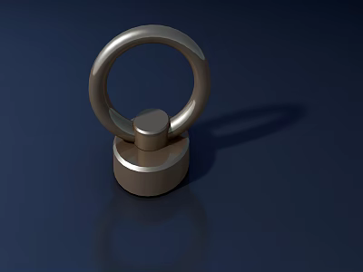 Industrial Shiny Metal Ring Object With Circular Base On Dark Background 3d model