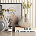 Elegant Modern Decorative Ornament Combination With Golden Sculpture Ceramic Vases Framed Art And Glass Globe