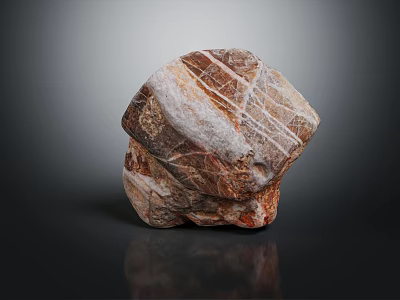 Natural Unique Stone With Brown And White Striped Texture In Irregular Shape 3d model