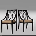 Elegant Leisure Chairs With Dark Wooden Frame Carved Backrest And Light Padded Seat