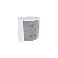Modern Curved Grey Nightstand With Unique Burled Veneer And Two Spacious Storage Drawers For Bedroom