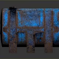 Vintage Blue Rusty Barrel Shaped Household Storage Item For Daily Use