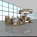 Shopping Mall Store With House Shaped Wooden Shelves And Book Displays Near Large Windows