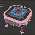Space and Aerospace Hexagonal Module With Red Circular Top Antenna And Yellow Details 3d model
