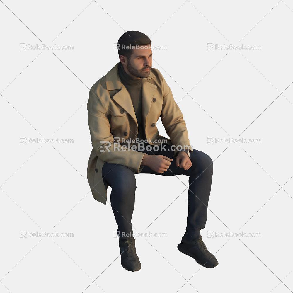 Sitting foreign men 3d model