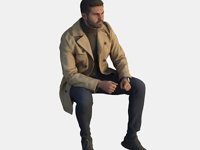 Sitting foreign men 3d model