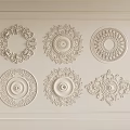 Gypsum lamp panel carved lamp panel chandelier base round lamp panel gypsum component 3d model
