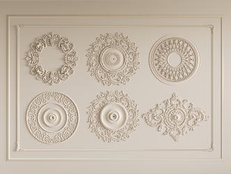 Gypsum lamp panel carved lamp panel chandelier base round lamp panel gypsum component 3d model