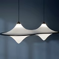 Sleek Modern Pendant Lights With Wave Shaped White Shades And Black Frames For Elegant Lighting