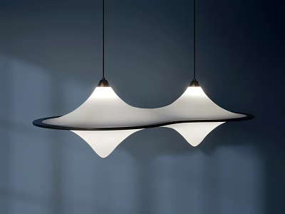 Sleek Modern Pendant Lights With Wave Shaped White Shades And Black Frames For Elegant Lighting 3d model